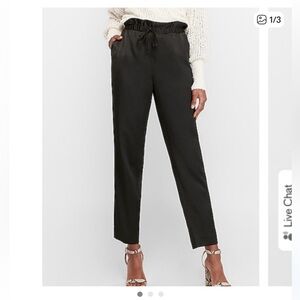 Express High Waisted Satin Skinny Paperbag Pants
